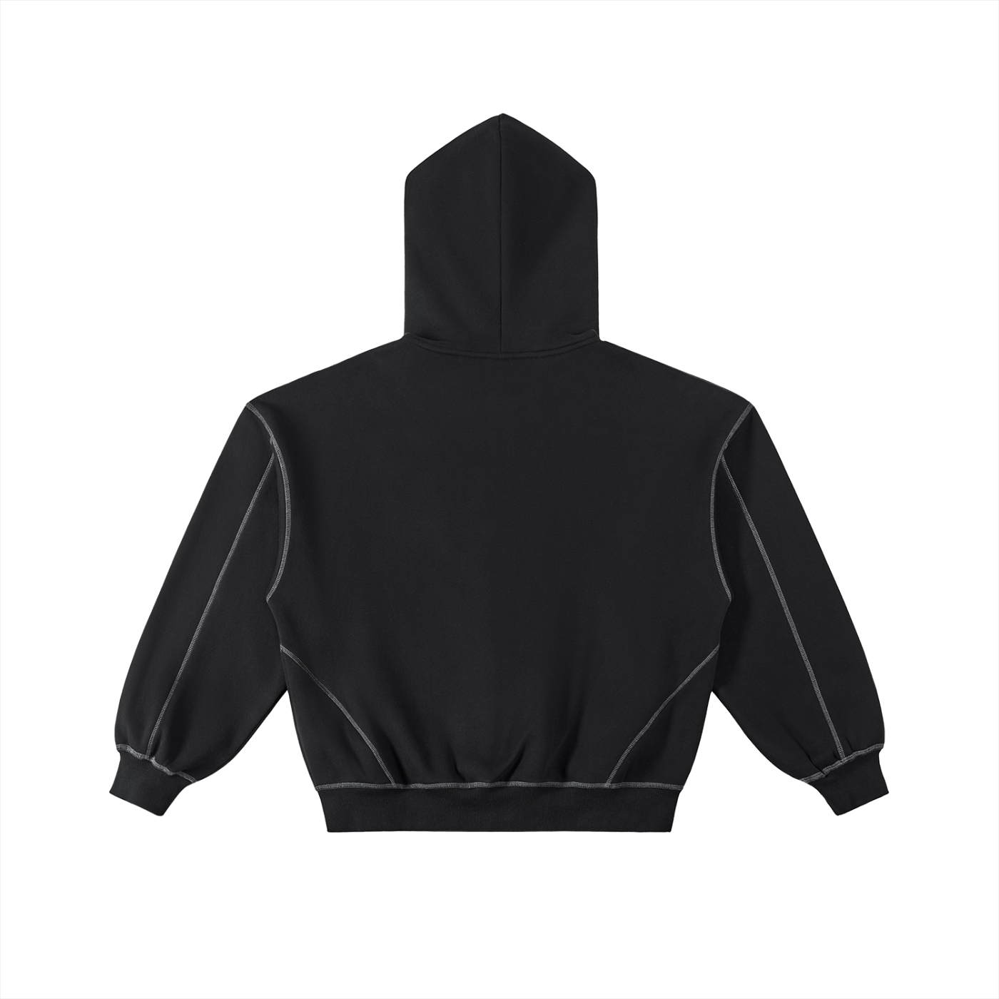 Contrast-Stitched Zip Hoodie