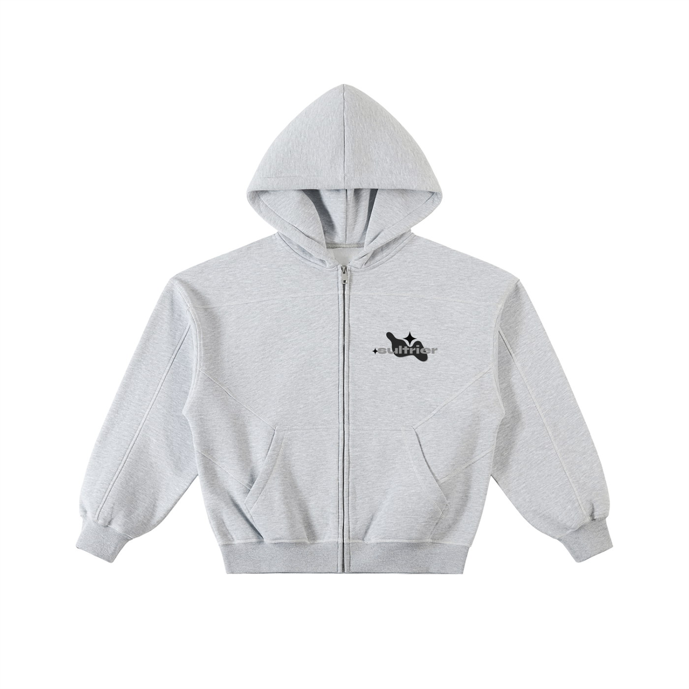 Contrast-Stitched Zip Hoodie