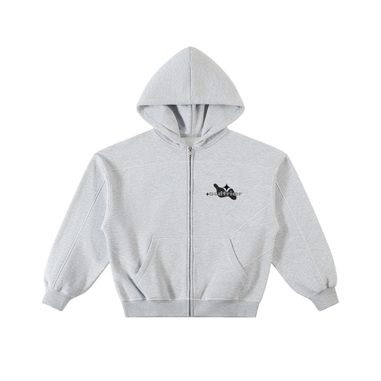 Contrast-Stitched Zip Hoodie